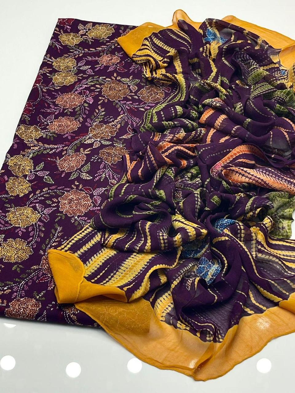 Stunning Purple 3 Pcs Embroidered Lawn Suit with Hand Work JBN478200002SNS