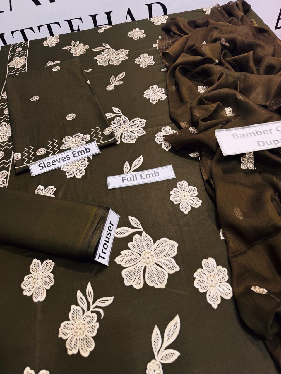 3 Pcs Women's Unstitched Embroidered Suit  JBN48900000261SNFNSE